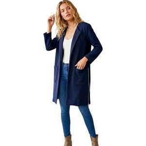 Harlowe & Graham Open Blazer Jacket Sz XS Blue Sides Zipper Seersucker Textured